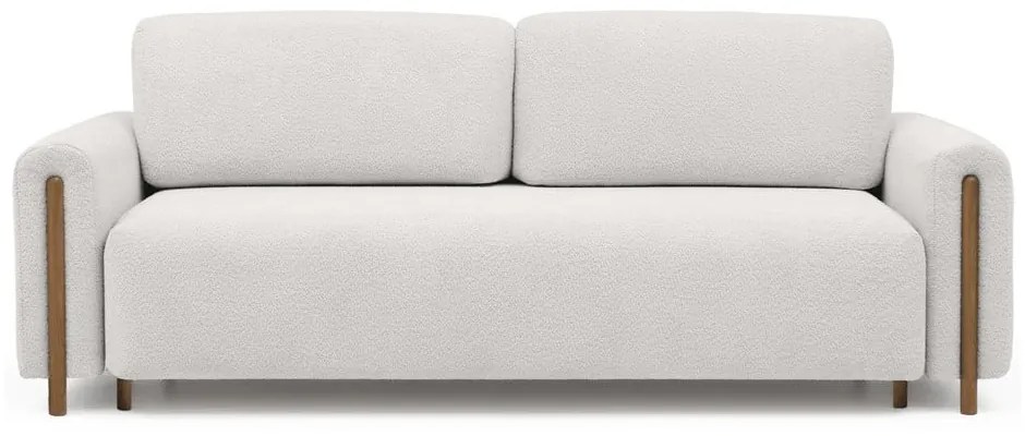 Krémszínű buklé kinyitható-tárolóhelyes kanapé 244 cm Arcadova – ELTAP