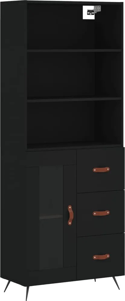 vidaXL fekete szerelt fa magasszekrény 69,5 x 34 x 180 cm