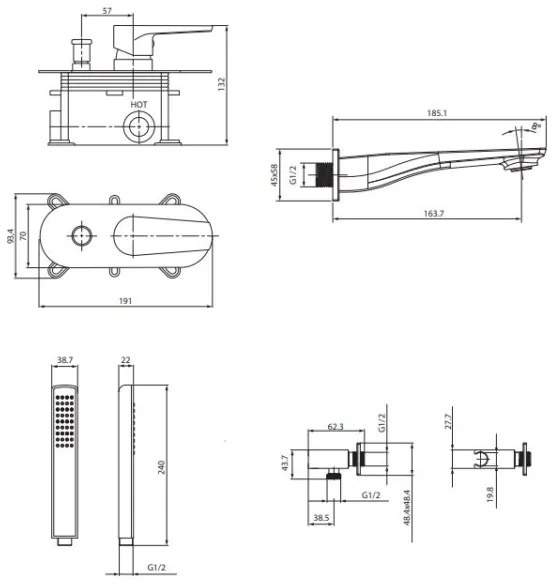Cersanit S952-036 CITY fürdőkád szett falba építhető csappal, króm