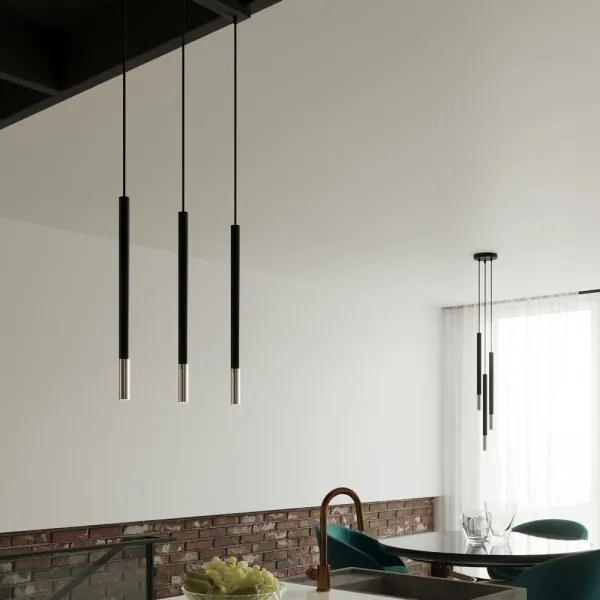 Sollux SL.0885 - Csillár zsinóron MOSAIC 1xG9/12W/230V fekete/króm