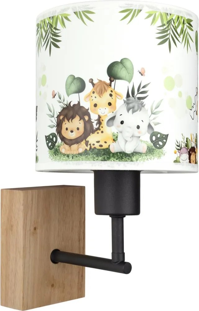 BRILAGI - Fali lámpa BOBO WOOD 1xE27/25W/230V tölgy/fekete/fehér/zöld/dzsungel