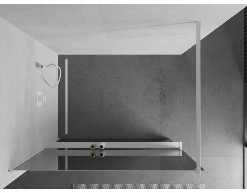 Mexen Kioto+, zuhanykabin polccal és akasztóval 110 x 200 cm, 8 mm tükörmintás üveg, fehér profil, 800-110-121-20-50