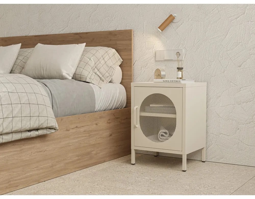 Krémszínű fém éjjeliszekrény Diora – Marckeric