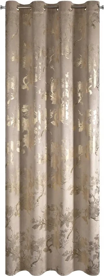 Függöny készre szerelve Celia 140x250 bézs arany gallyak virágok