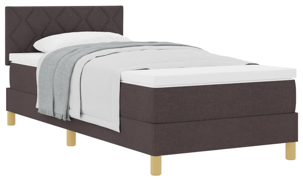 Boxspring Ágy Matraccal Sötétbarna 90x200 cm Szövet