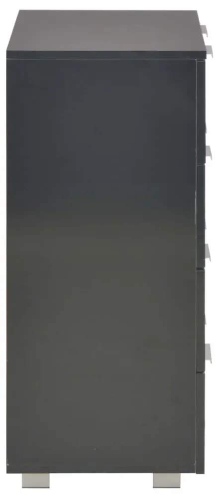 magasfényű fekete szerelt fa tálalószekrény 60 x 35 x 80 cm