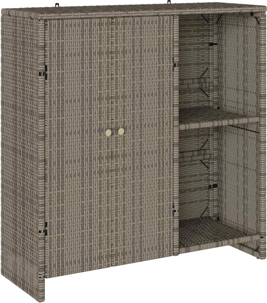 vidaXL Tárolószekrény polcokkal Szürke 100 x 36 x 102 cm Rattan