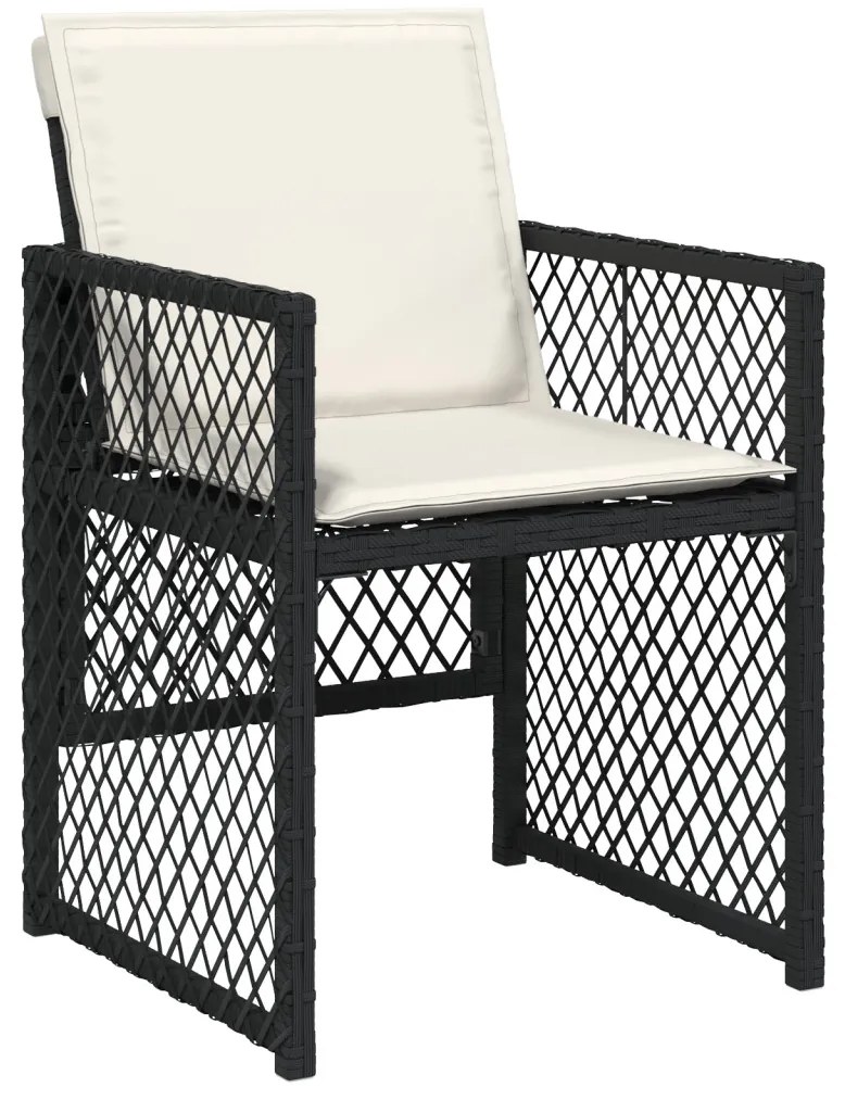 5 darabos Kerti Étkezőgarnitúra Párnákkal Fekete Poly Rattan