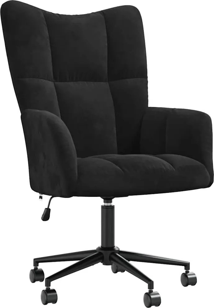 vidaXL Pihenőszék kerékkel Fekete 69 x 61,5 x 102 cm Bársony