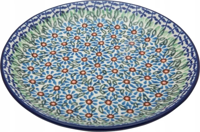 Desszerttányér 20 cm Művészi kerámia Bolesławiec Virágok dek 1200