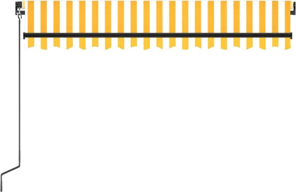 Sárga és fehér kézzel kihúzható napellenző 350 x 250 cm