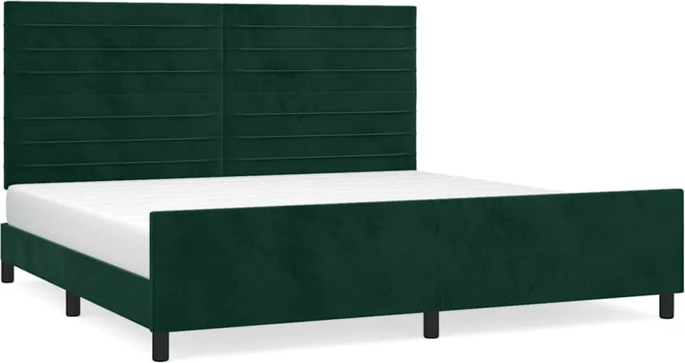 vidaXL sötétzöld bársony ágykeret matrac nélkül 200x200 cm