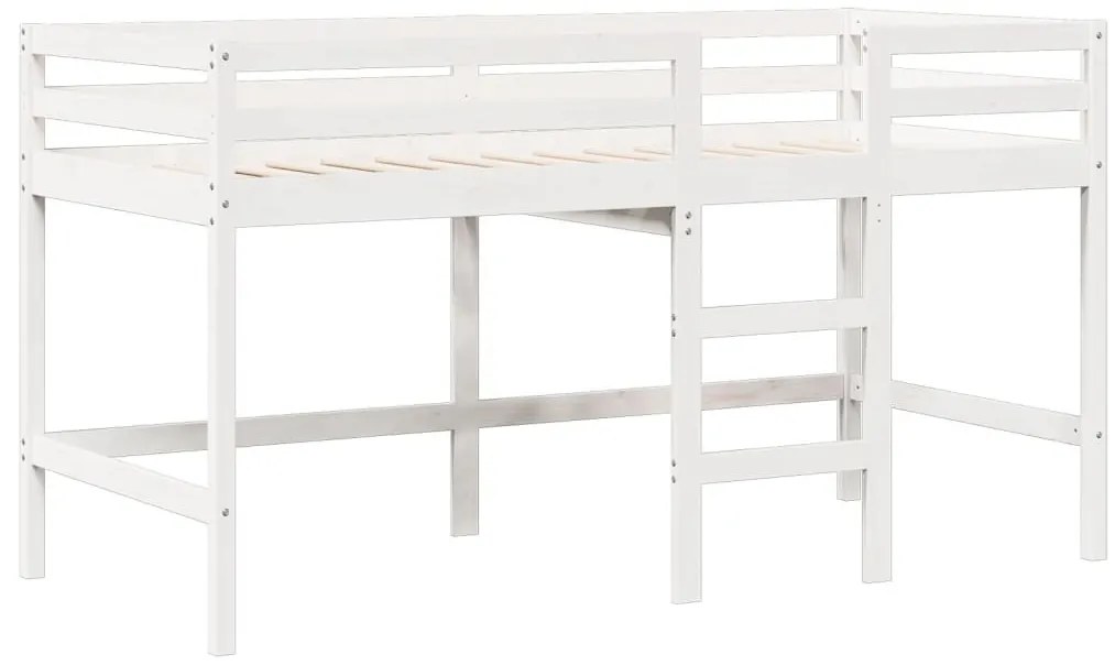 fehér tömör fenyőfa magasított ágy tetővel 75 x 190 cm