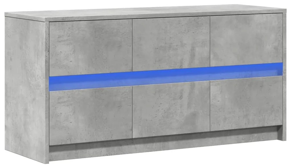 betonszürke szerelt fa TV-szekrény LED-ekkel 100 x 34 x 50 cm