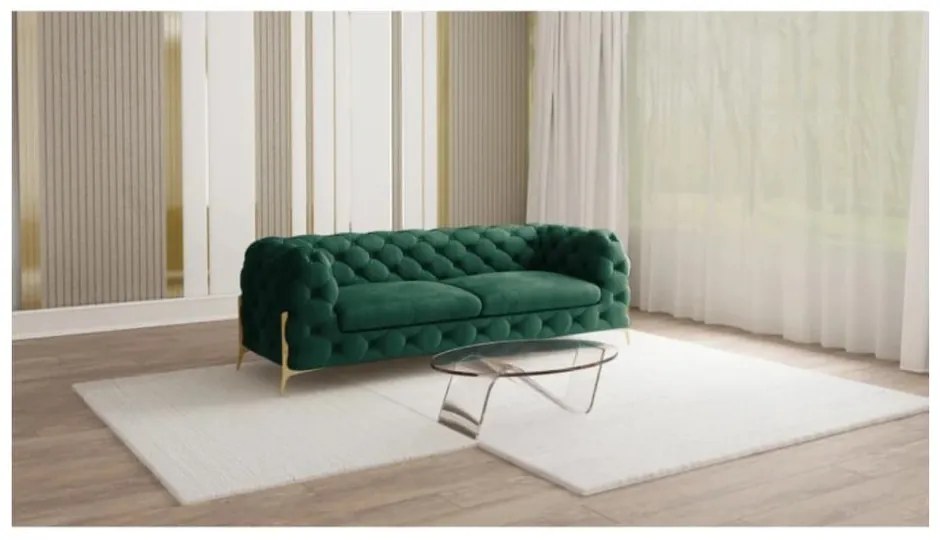 Sötétzöld bársony kanapé 225 cm Chelsea Bis – Ropez