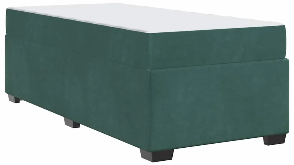 Ágykeret matraccal matracmal Sötétzöld 90 x 190 cm Bársony