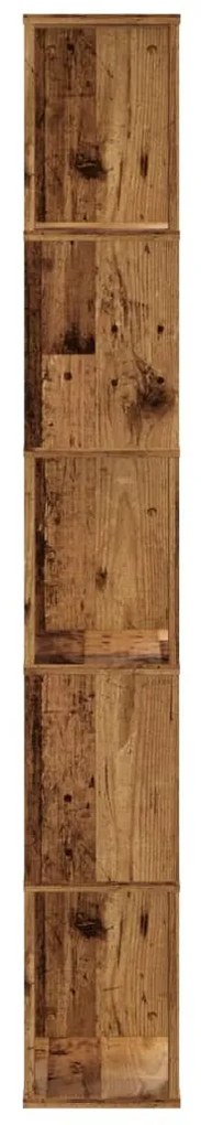 5 szintes antik fa színű fa könyvespolc 45 x 23,5 x 162,5 cm