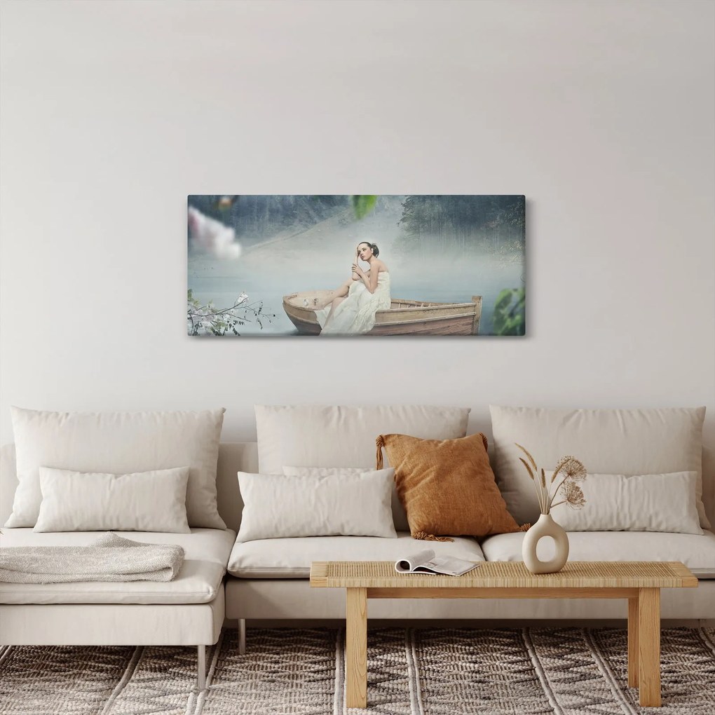 Kép - nő a hajón (120x50 cm)