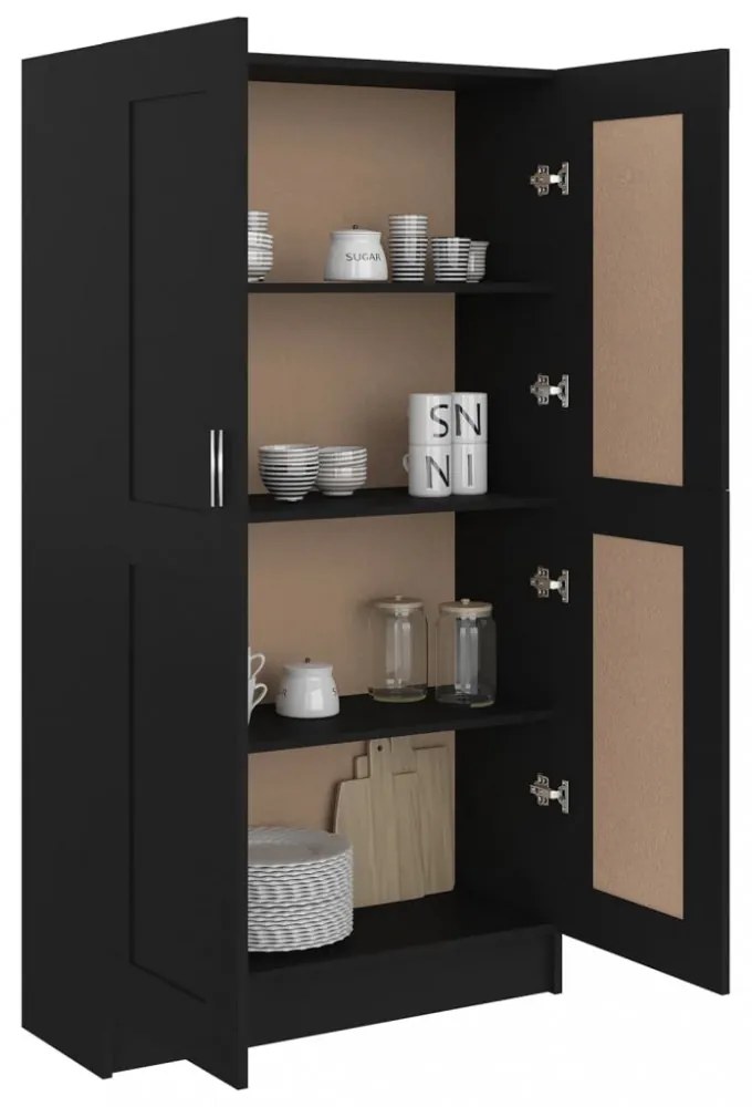 fekete szerelt fa könyvszekrény 82,5 x 30,5 x 150 cm