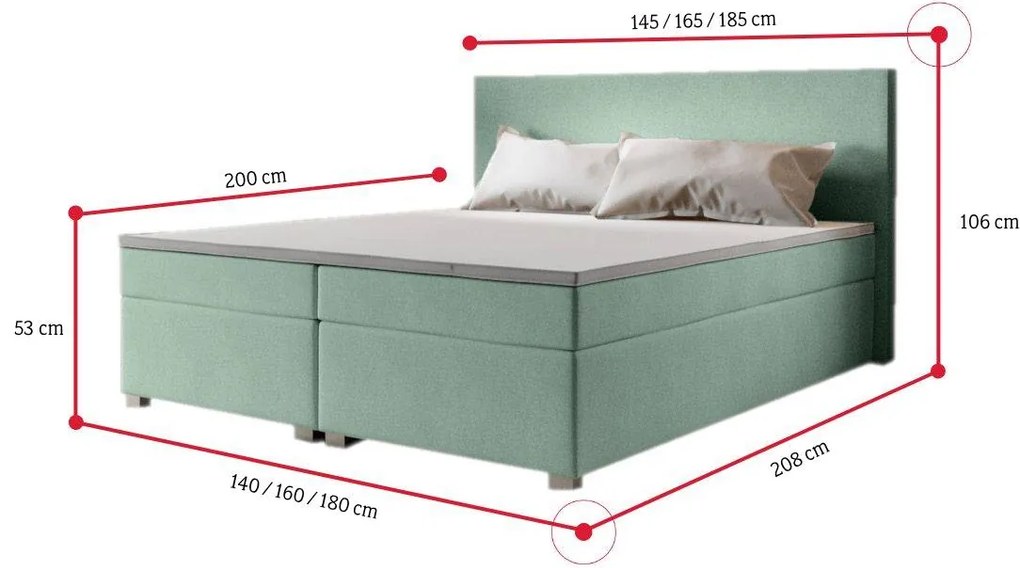 ISLAND Boxspring kárpitozott ágy - cosmic100 / 140x200 / felső matraccal