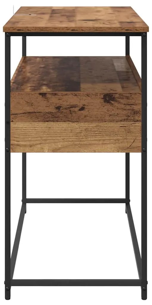 vidaXL Konzolasztal fiókkal Öreg fa 100 x 40 x 75 cm Faanyag