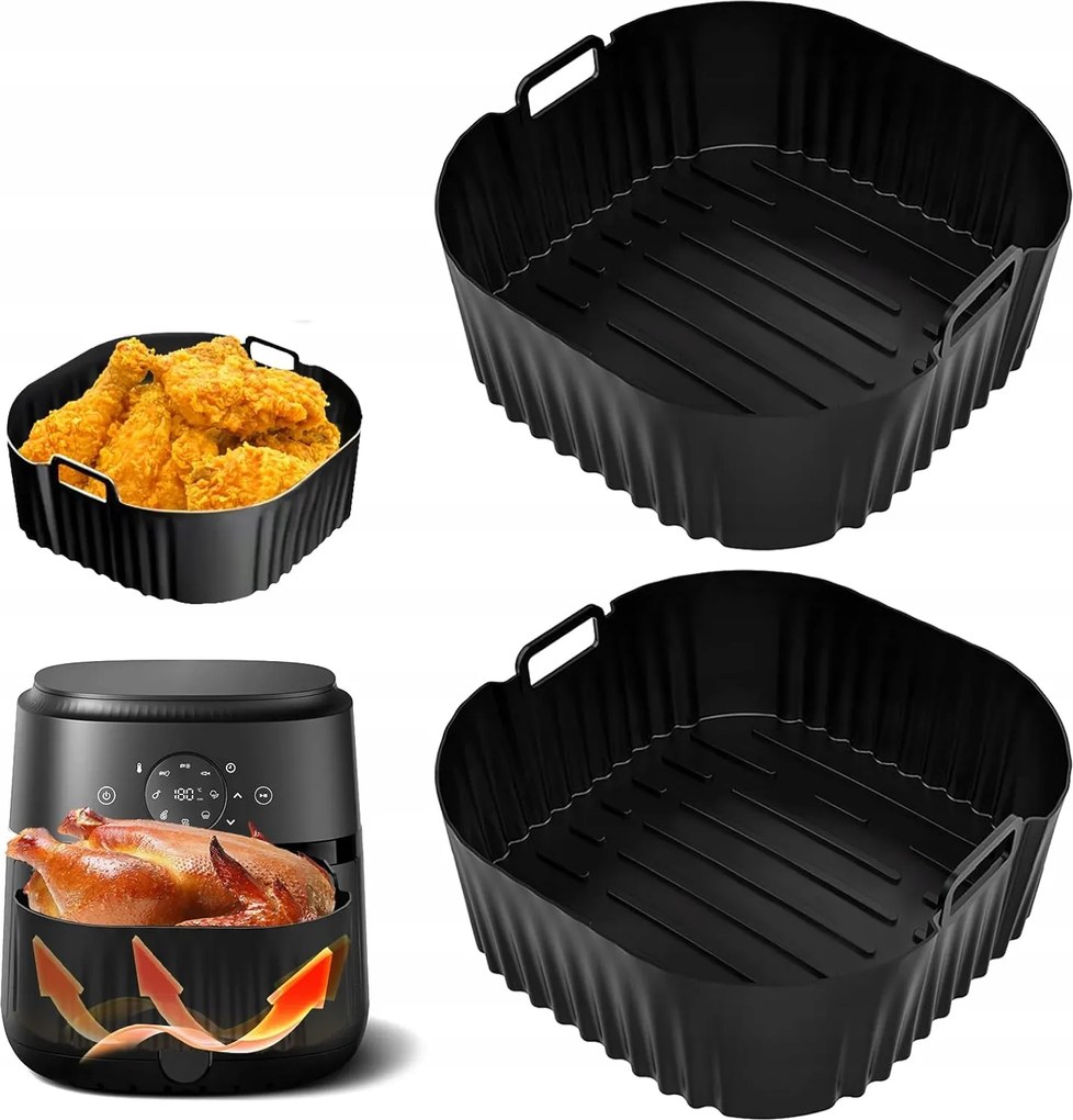 2X Sütőbetét Olajsütő Szilikon Fazék Sütőformák