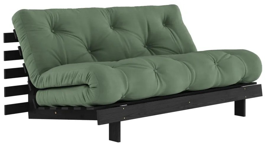Zöld kinyitható kanapé 160 cm Roots Black Night – Karup Design