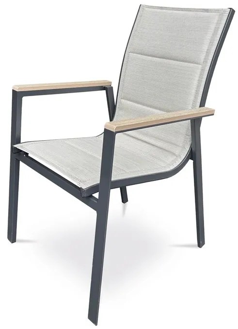 Kerti szék bézs textilén, alumínium, fekete színű