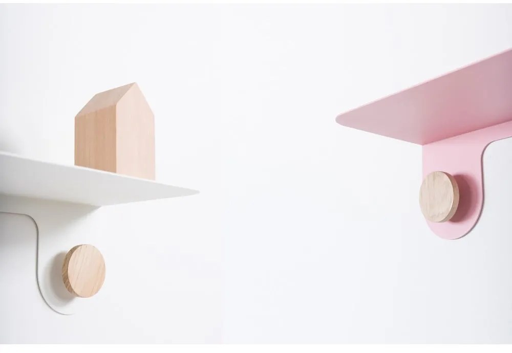 Hook rózsaszín fali polc 2 akasztóval, hosszúság 70 cm - Gazzda