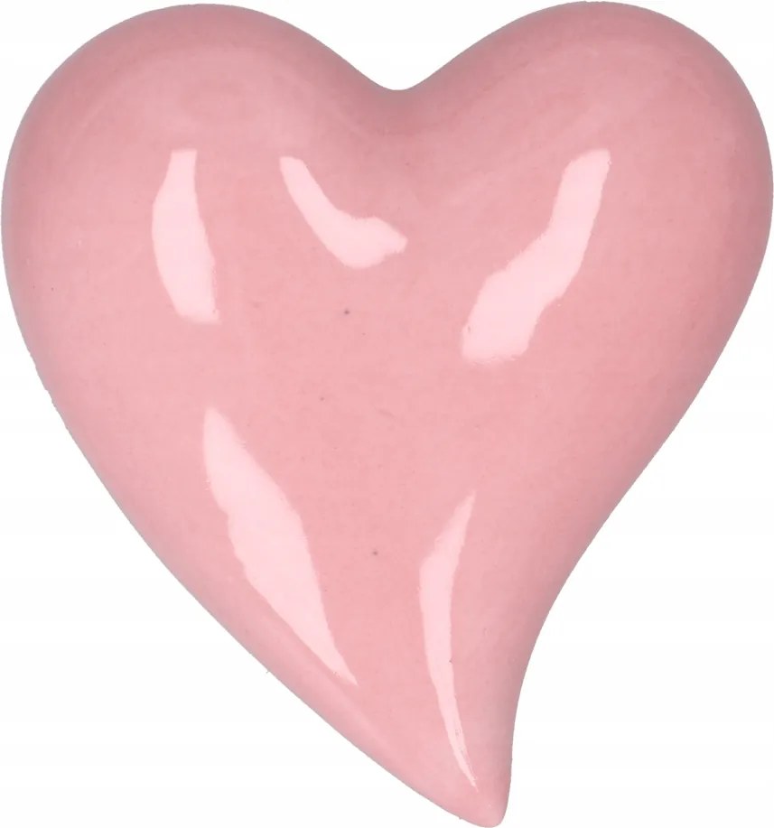 Kerámia szív mázas rózsaszín 8cm 1db