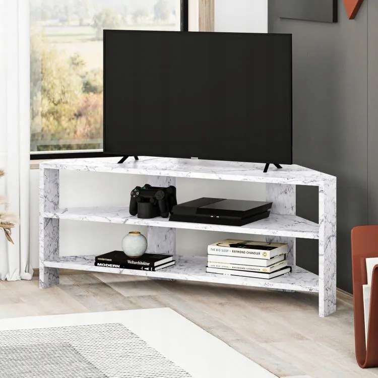 Sarok TV-asztal Houseland Thales Carrara márványból