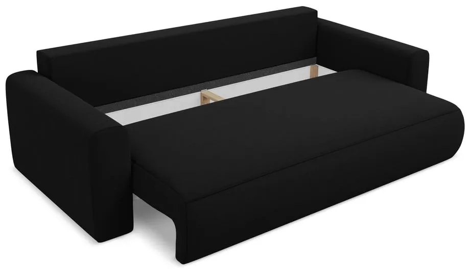 Fekete bársony kinyitható-tárolóhelyes kanapé 238 cm Kapua – Makamii