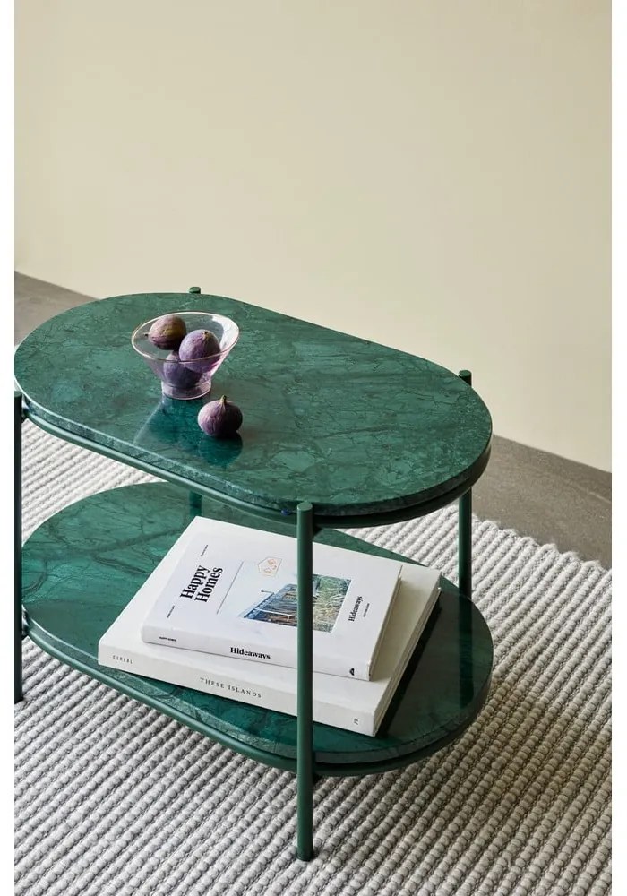 Sötétzöld márvány dohányzóasztal 34x58 cm Nusa – Hübsch