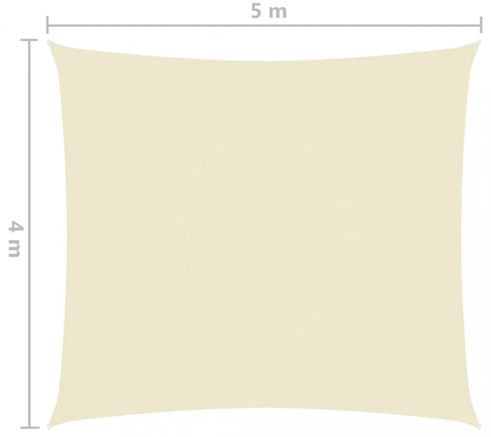 krémszínű téglalap alakú oxford-szövet napvitorla 4 x 5 m