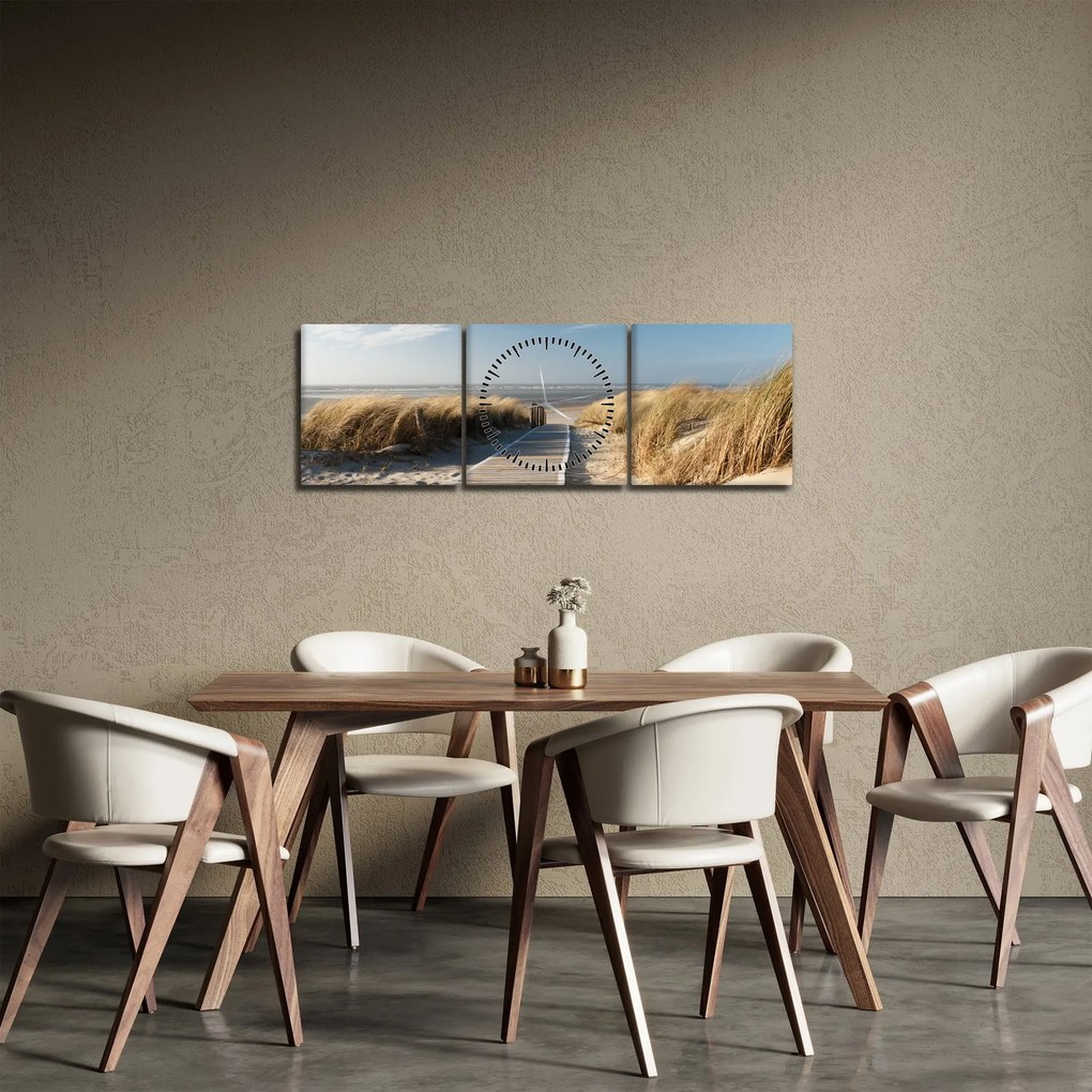 Kép - Homokos strand Langeoog szigetén, Németországban (órával) (90x30 cm)