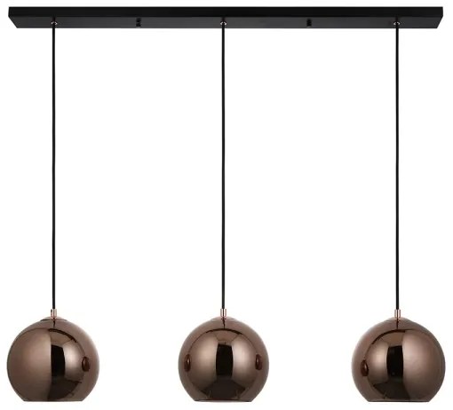 Endon 102929 - Csillár zsinóron BOLI 3xE27/10W/230V fekete/füstös barna