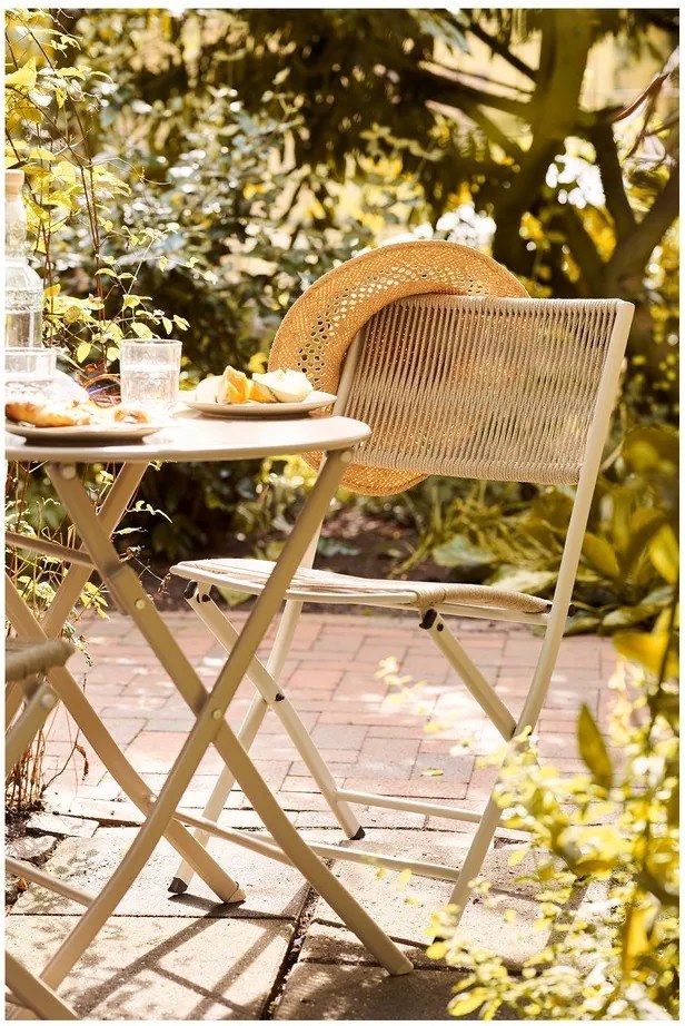 Bézs fém kétszemélyes kerti étkezőgarnitúra Arcas – House Nordic