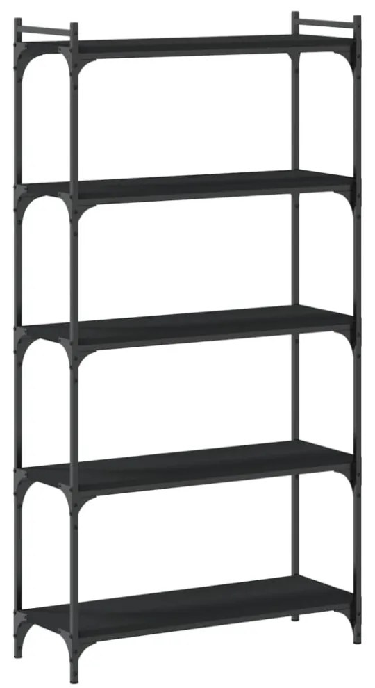 5 szintes fekete szerelt fa könyvespolc 80 x 30 x 154 cm