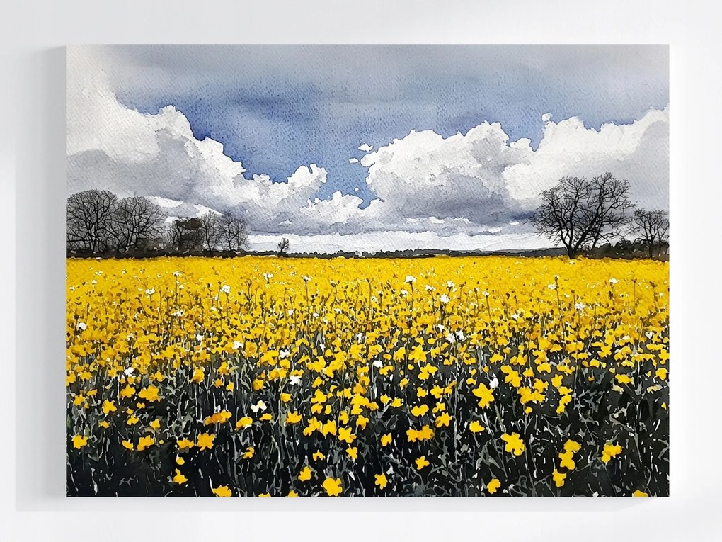 Vászonkép Canvas Tájkép Természet Mező Virágok Repce Tavasz 100x75