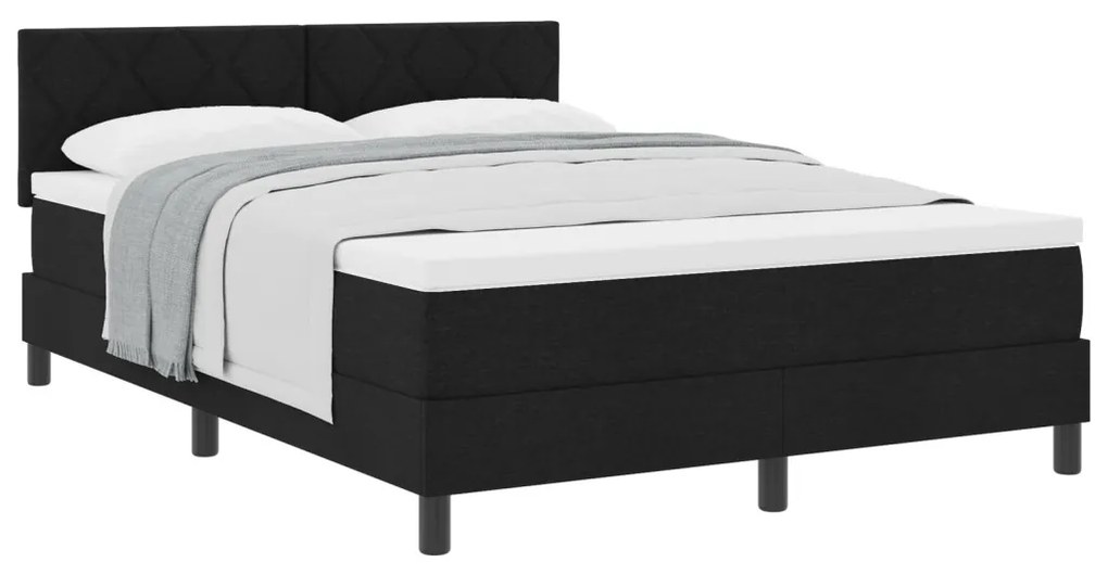 Boxspring Ágy Matraccal Fekete 140x190 cm Szövet