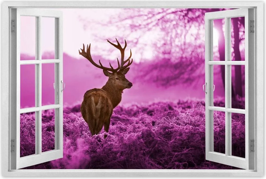 Poszter 60x40 Szarvas a lila erdőben