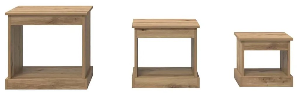 vidaXL Dohányzóasztal 3 pcs Artisan tölgy Faanyag