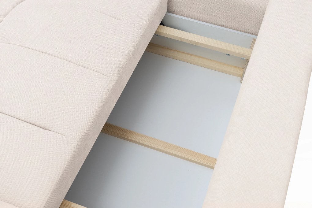 Lutario L bal oldali sarokkanapé ágyneműfunkcióval - bézs Venice 2026 vízlepergető szövet