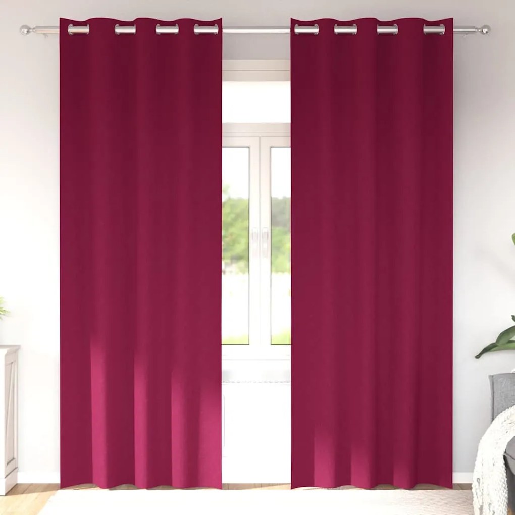 Függönyök függönyökkel 2 pcs Bordó 225x140cm Poliészter