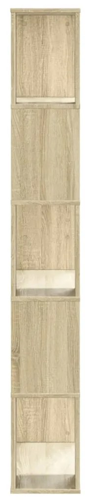5 szintes sonoma tölgy színű fa könyvespolc 80,5x23,5x162,5 cm