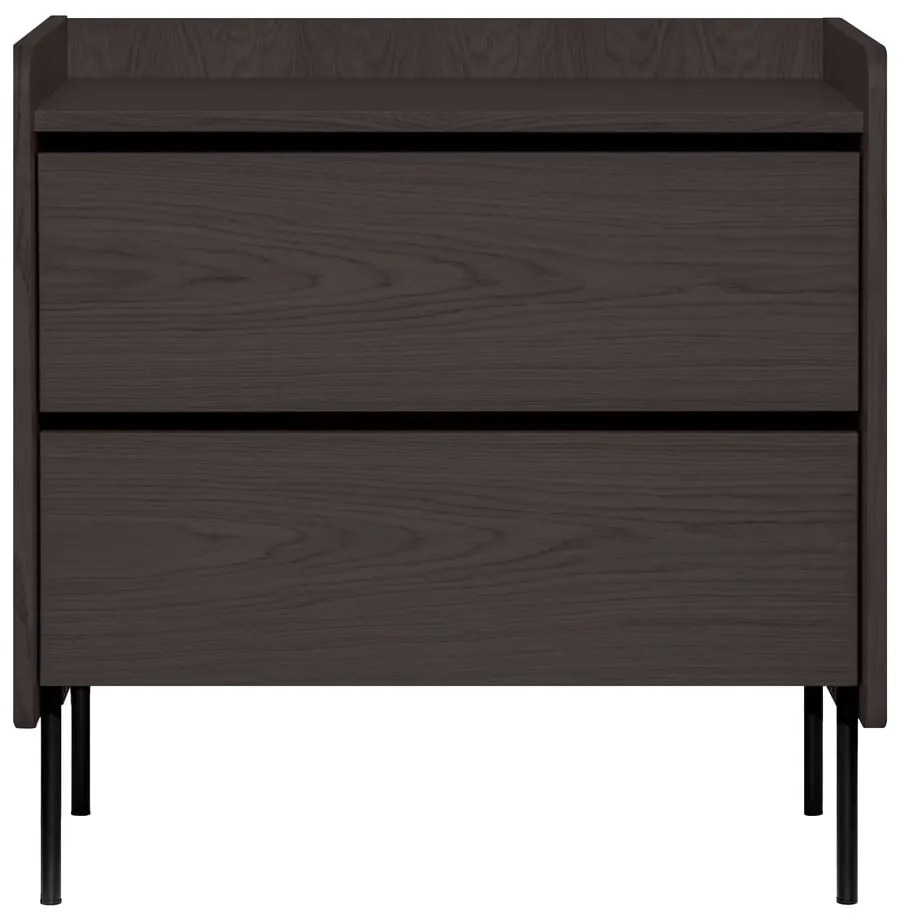 Fekete magas komód tölgyfa dekorral 80x82 cm Wrap – Bonami Selection