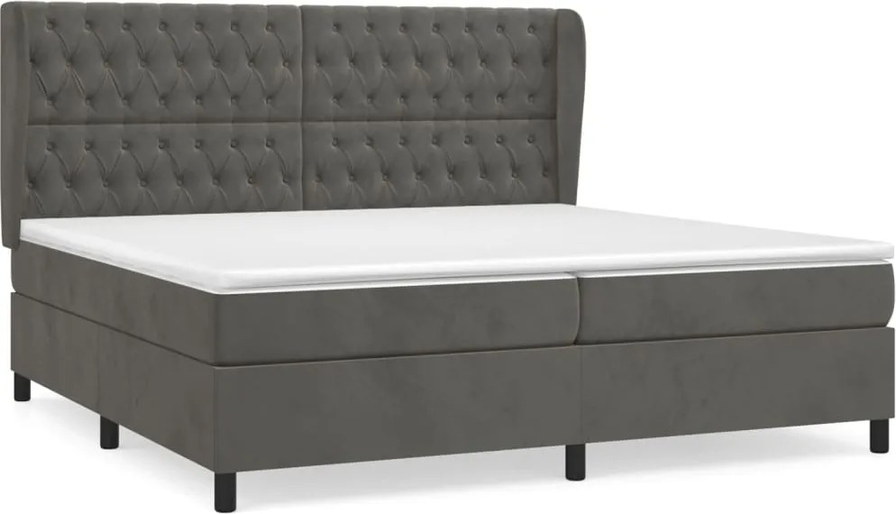 vidaXL sötétszürke bársony rugós ágy matraccal 200x200 cm