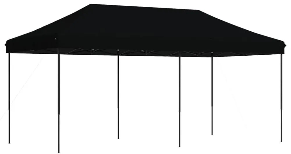 fekete összecsukható felugró rendezvénysátor 580x292x315 cm