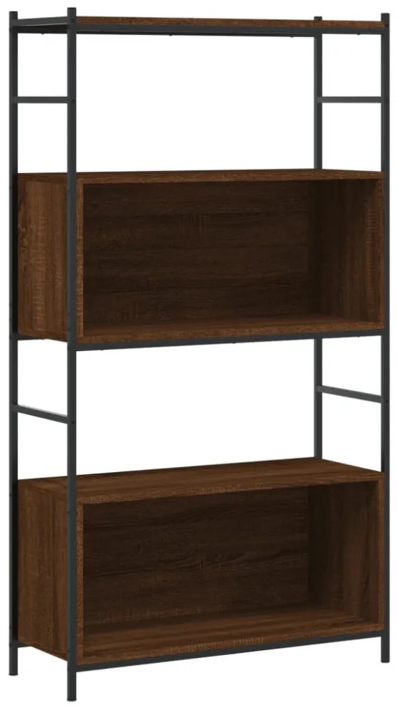 barna tölgyszínű szerelt fa és vas íróasztal 80 x 30 x 145,5 cm