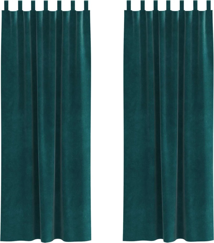 vidaXL Sötétítő függönyök 2 pcs Sötétzöld 140 x 245 cm Bársony